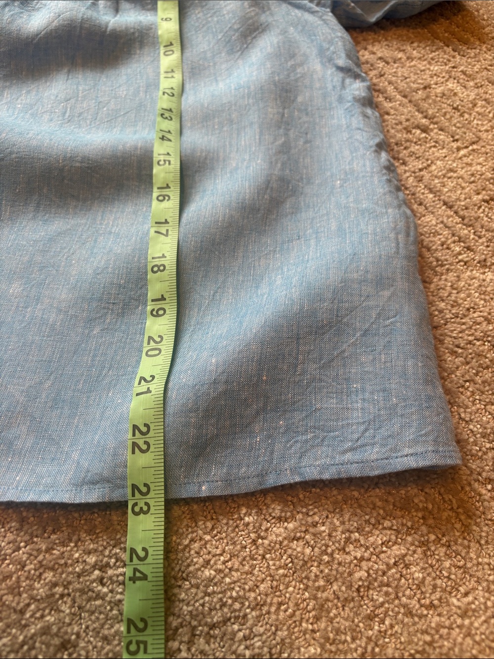 Talbots Light Blue Smocked Yoke Linen Top - Picture 8 of 9